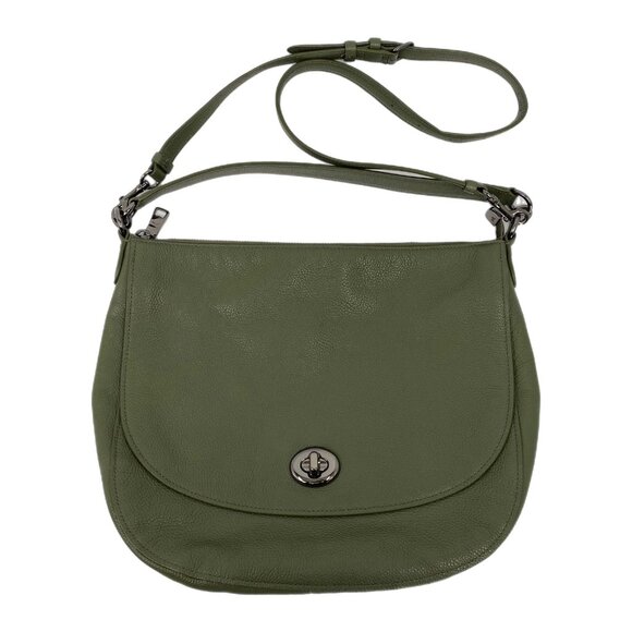 Coach Green Pebbled Leather Turnlock Hobo Bag | Stylish & Versatile - Picture 1 of 10
